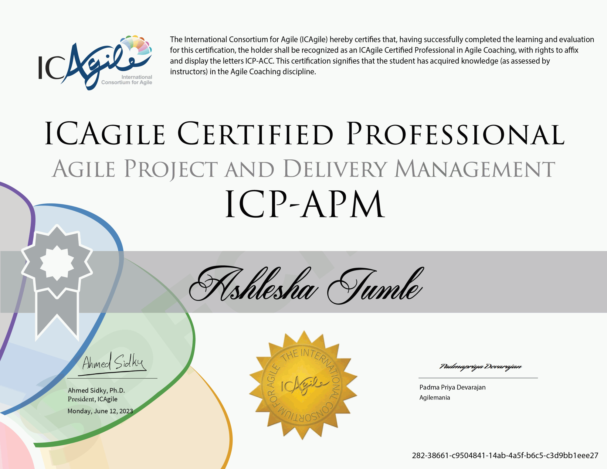 ICP-APM Sample Certificate