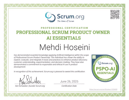 PSPO-AIE certification training Sample Certificate